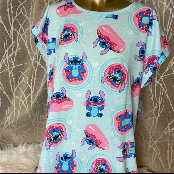 DISNEYLAND DISNEY STITCH WOMEN PAJAMA TSHIRT DRESS - Picture 6 of 10